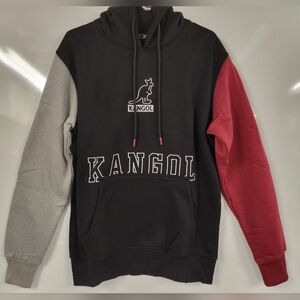 Kangol Medium Spellout Colorblock Men's Tri-Color Hoodie Grey Black Red NWT